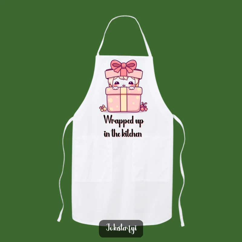 Funny Apron: Playful Character Peeking Present - Cook Up Some Laughs!
