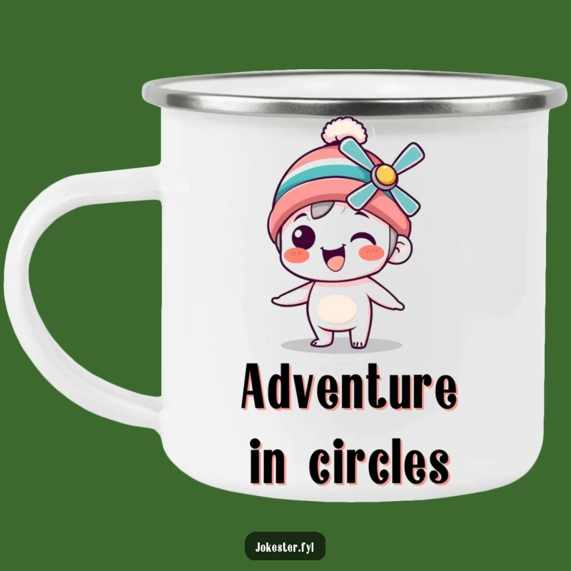 Funny Propeller Beanie Camping Mug: Sip Adventures with Whimsical Cheer