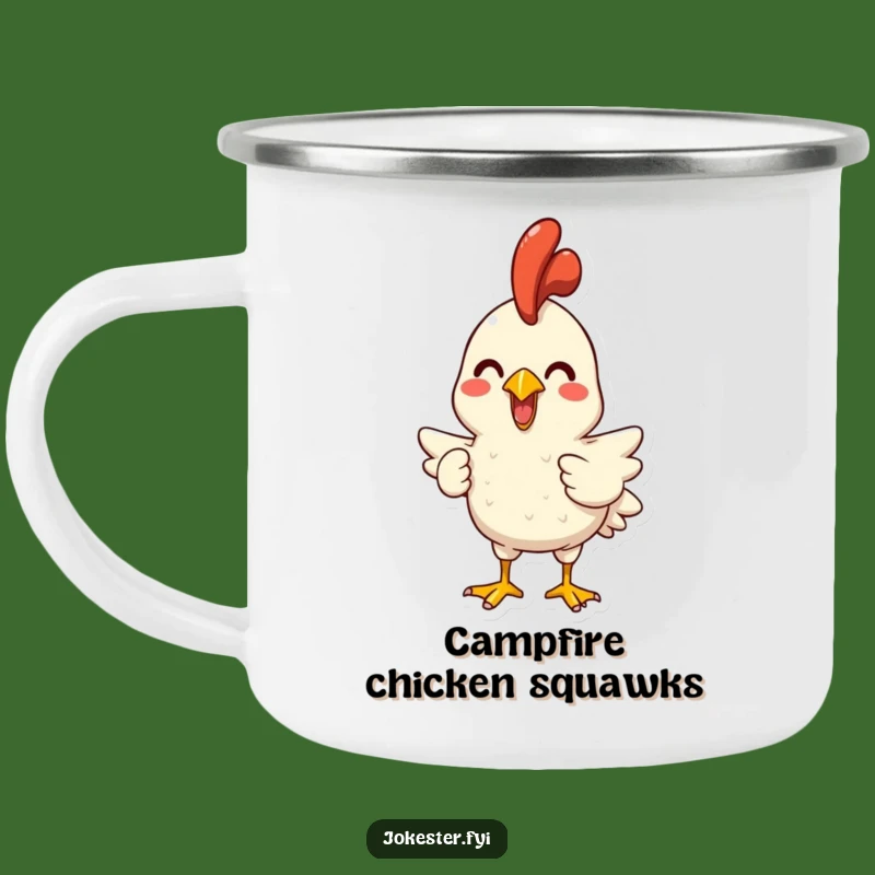 Funny Rubber Chicken Squawking Camping Mug - Campfire Laughs with Every Sip!