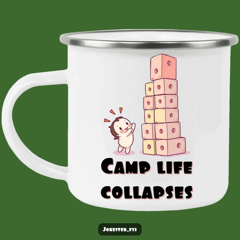 Funny Collapsing Cubes Camping Mug - Sip and Laugh on Your Adventures!