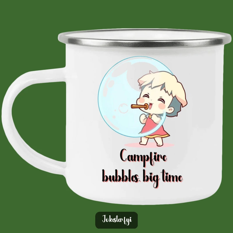 Funny Giant Bubble Blower Camping Mug - Excited Character Outdoor Gift