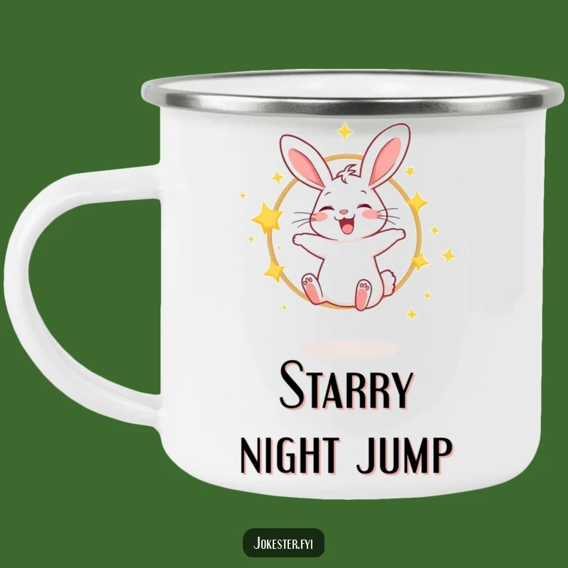 Funny Giggling Rabbit Star Hoop Camping Mug: Adventure Fuel with a Sparkle
