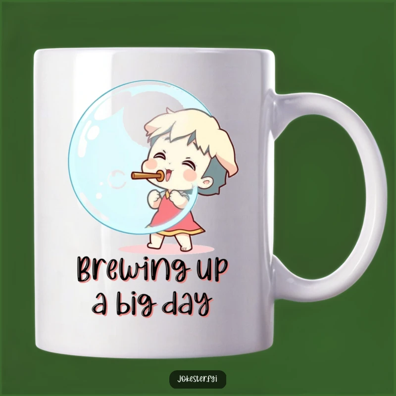 Funny Excited Bubble Blower Mug - Giant Bubble Art Gift