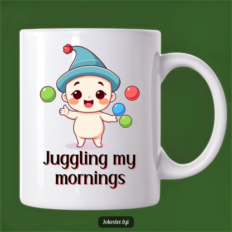 Funny Juggling Character Mug: Cheerful with Silly Hat, Perfect Funny Gift for Entertainers!