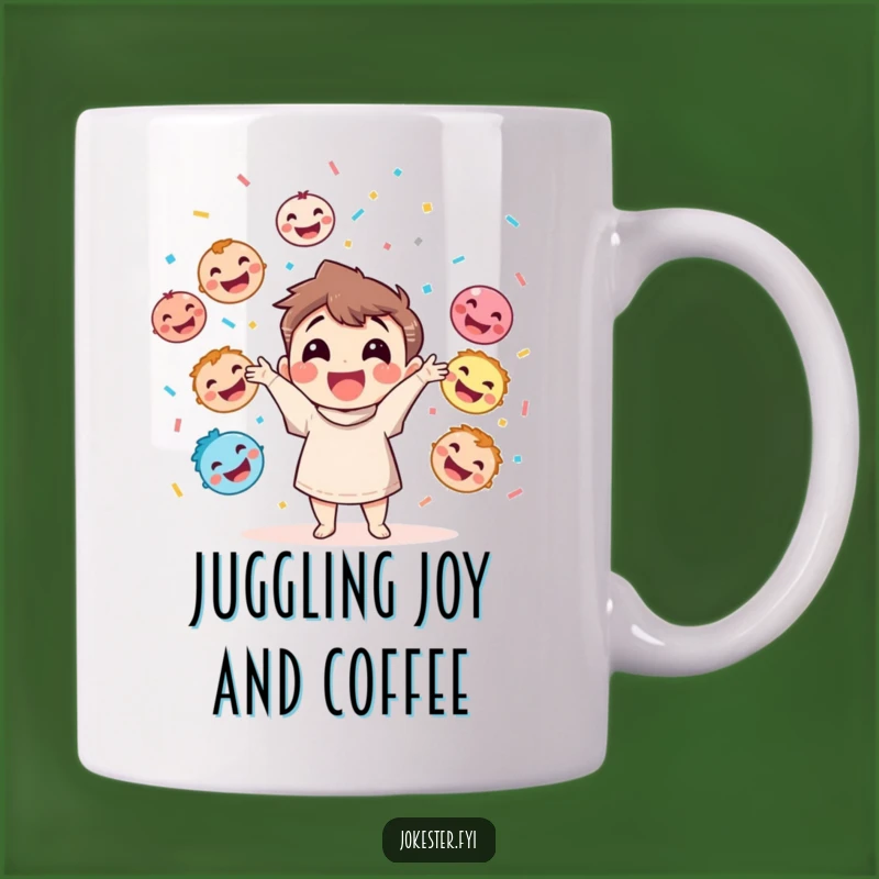 Funny Juggling Faces Mug: Cheerful Confetti Catcher for Happy Mornings