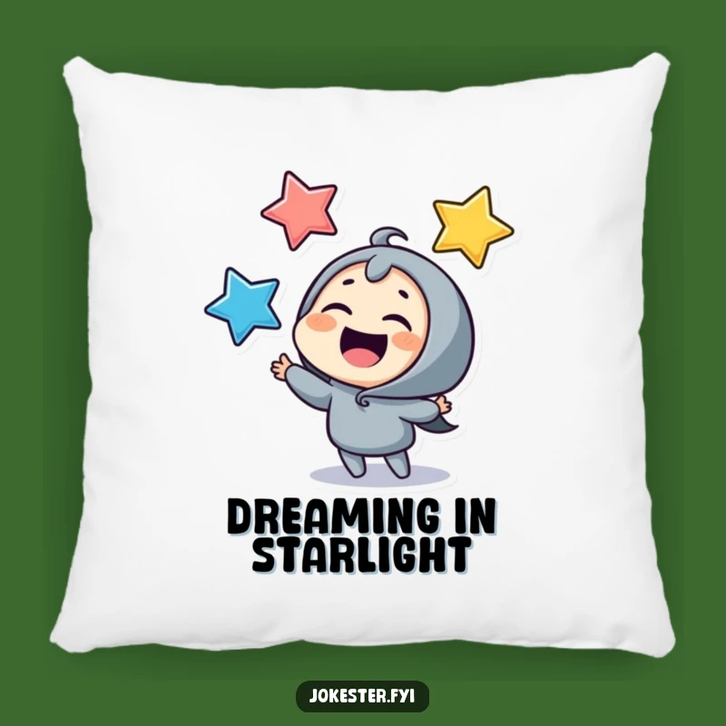 Funny Juggling Stars Pillow: Giggling Character Comfort, Hilarious Home Accent Gift!