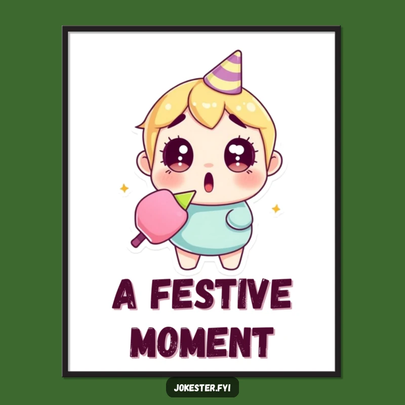 Funny Surprised Party Popper Digital Art: Wide-Eyed Character Printable, Instant Funny Gift!