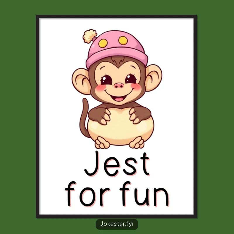 Funny Monkey Silly Hat Digital Art Print: Instant Playful Decor