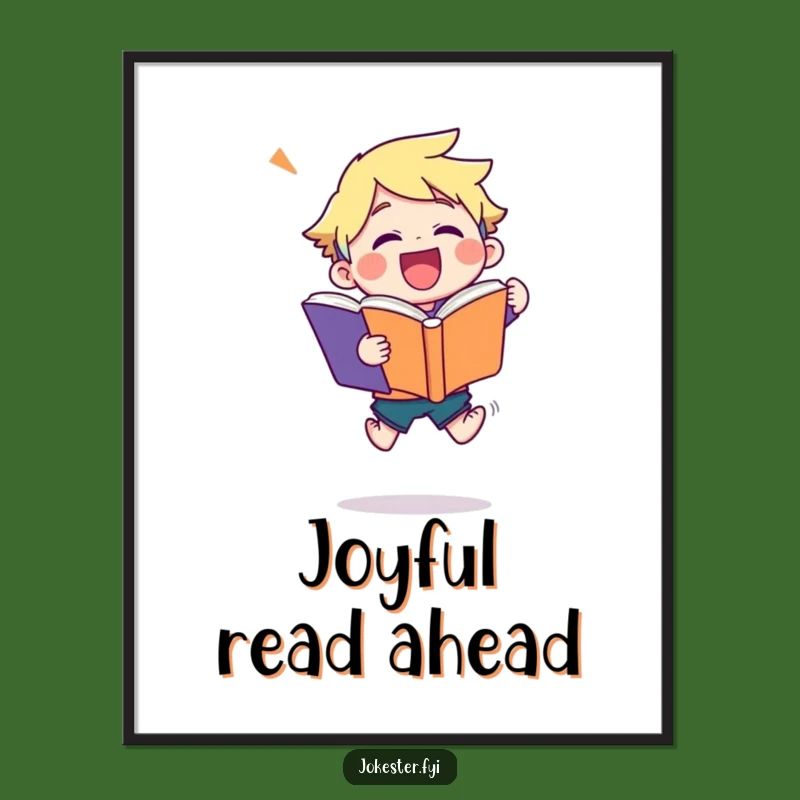 Funny Joke Book Digital Art: Joyful Leaping Character Printable, Instant Funny Gift Download!