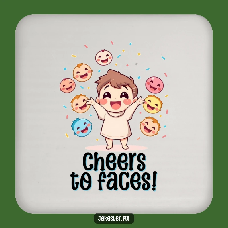Funny Juggling Faces Coaster: Protect Surfaces with Playful Joy