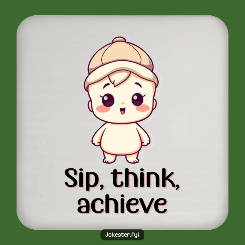 Funny Thinking Cap Drink Coaster: Protect Surfaces Smartly, Perfect Gift