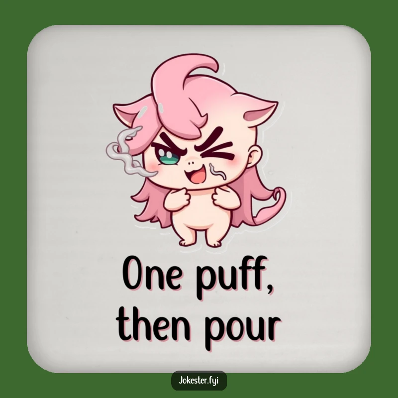 Funny Winking Smoke Mage Coaster: Protect Your Table with Mystique