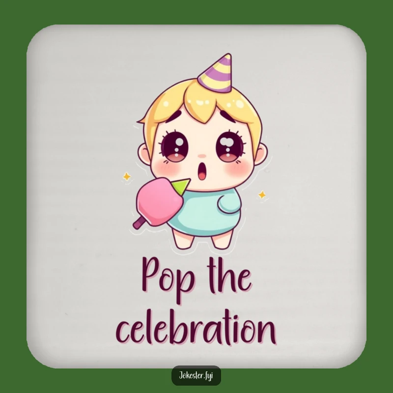 Funny Surprised Party Popper Coaster: Protect Surfaces with Surprise, A Charming Funny Gift!