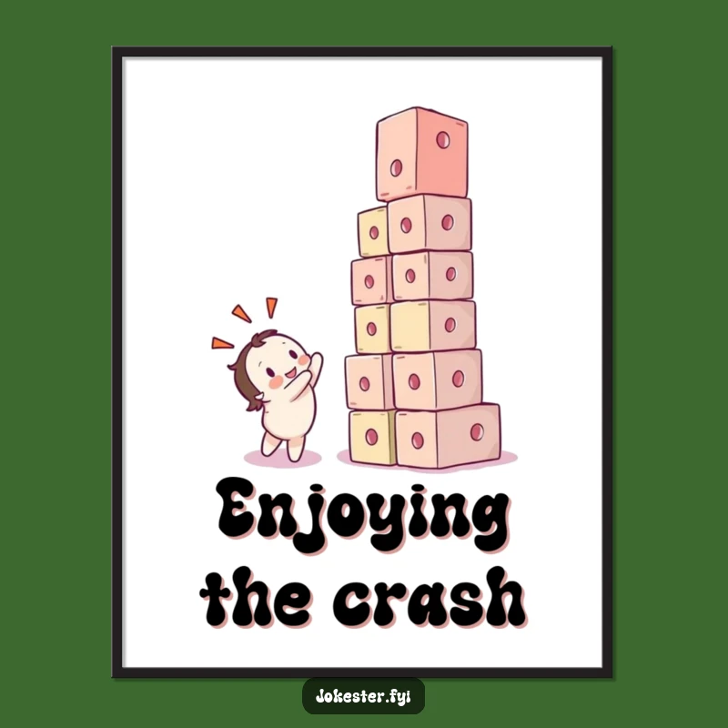 Funny Collapsing Cubes Poster - Decorate Your Space with Hilarious, Whimsical Art!