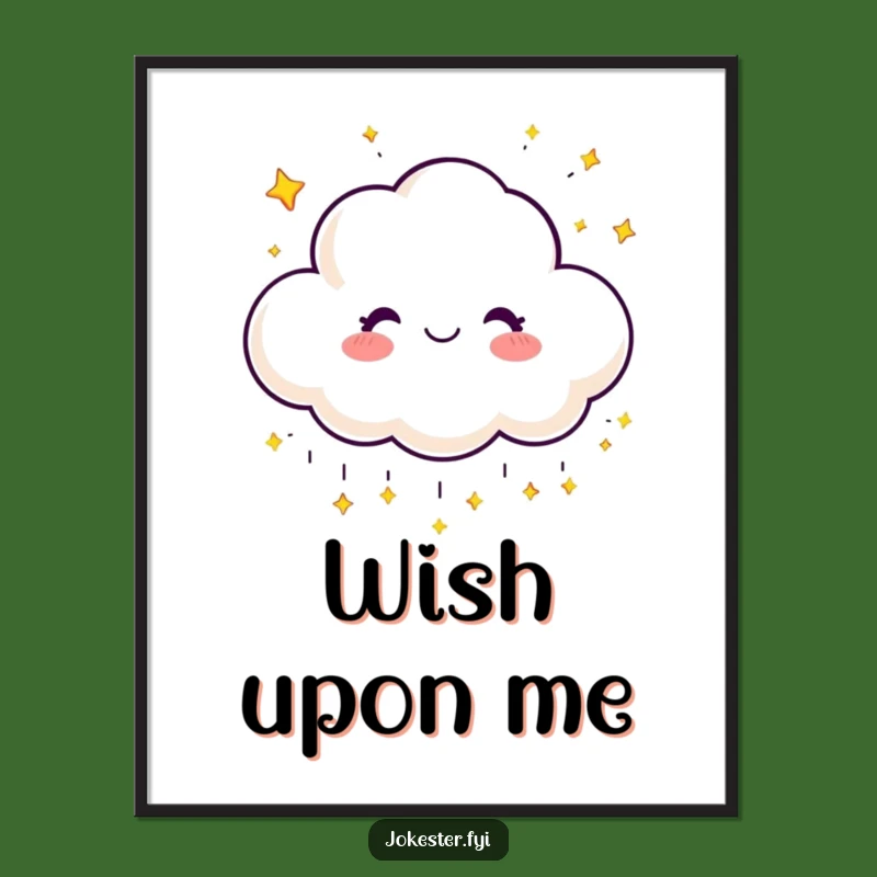 Funny Happy Cloud Poster: Whimsical Starry Wall Art