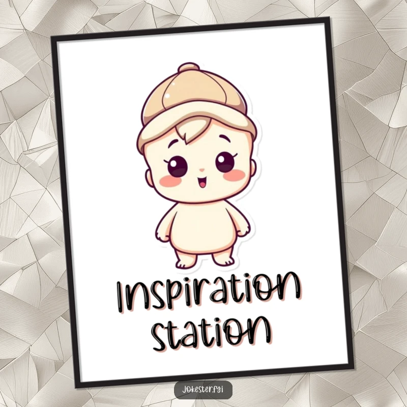 Funny poster of a clever character wearing a thinking cap, looking inspired, adding a touch of intellectual humor to decor.