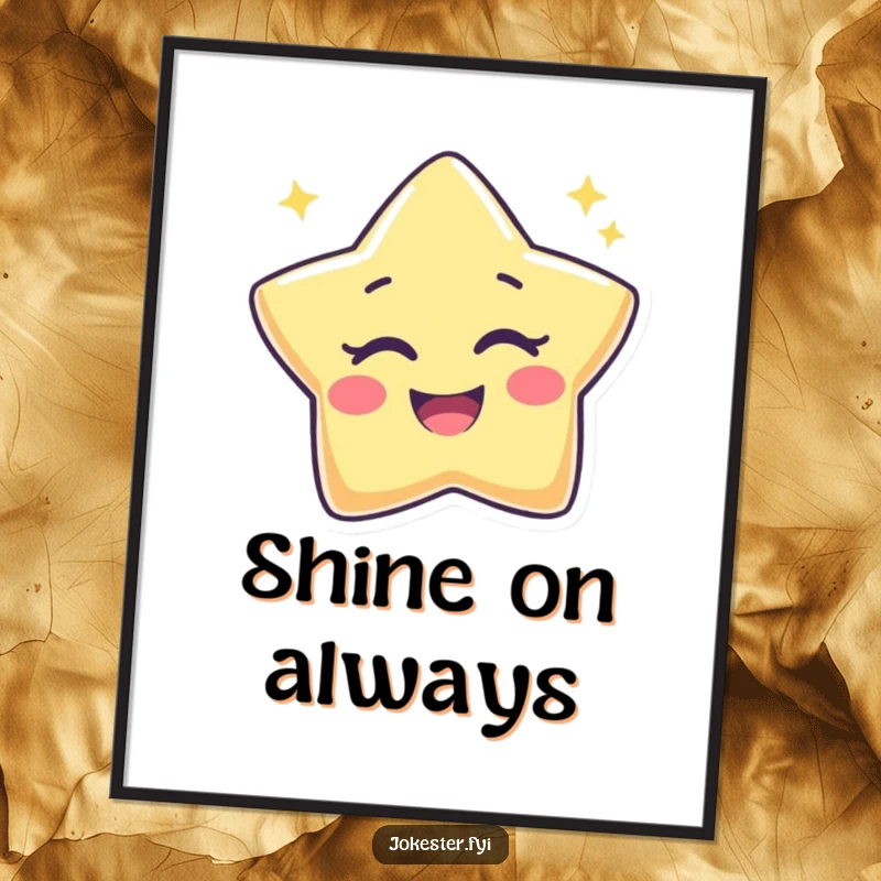 Funny Star Poster featuring a joyful, anthropomorphic star character with a noticeable wink and a playful twinkle in its eye, creating stellar art.