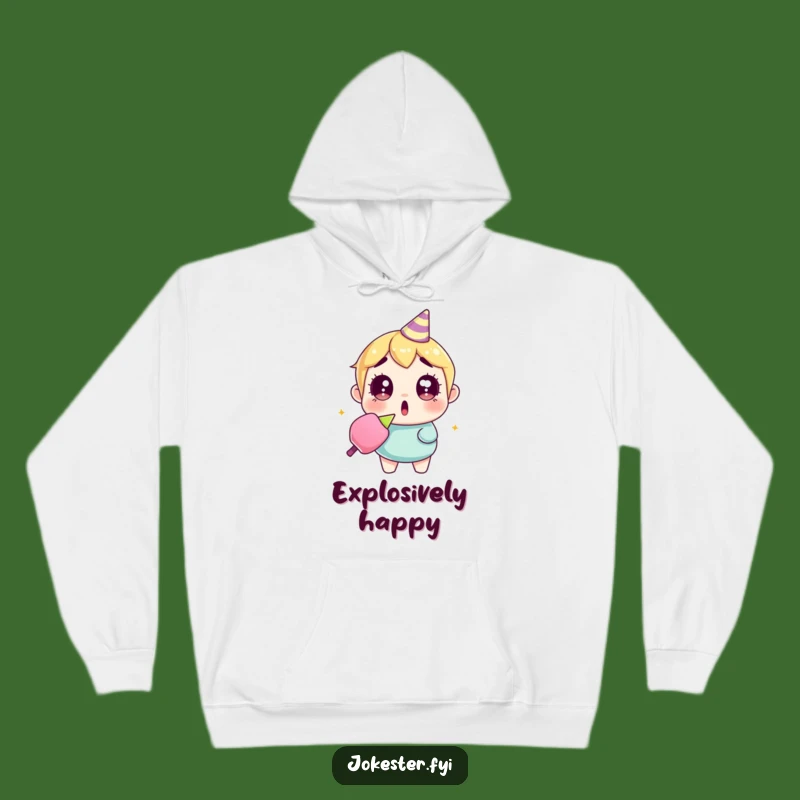 Funny Surprised Party Popper Hoodie: Cozy Up in Shocking Fun, The Ultimate Funny Gift!