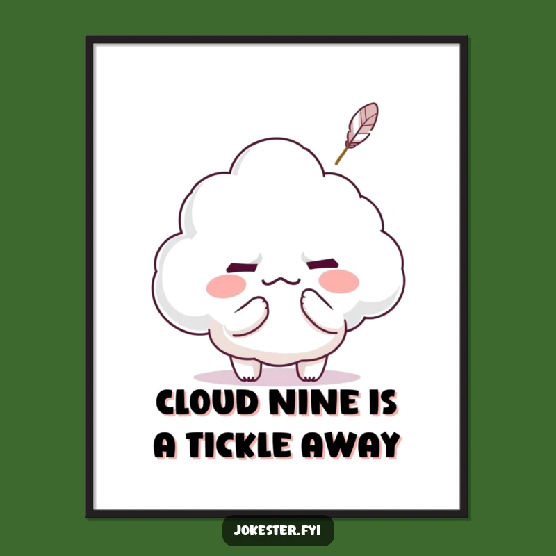 Free Printable Wall Art: Mischievous Kawaii Tickling Cloud for a Humorous Downloadable Home Decor Gift