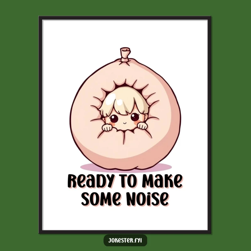 Free Printable Wall Art: Curious Character Behind Whoopee Cushion - Funny Downloadable Decor