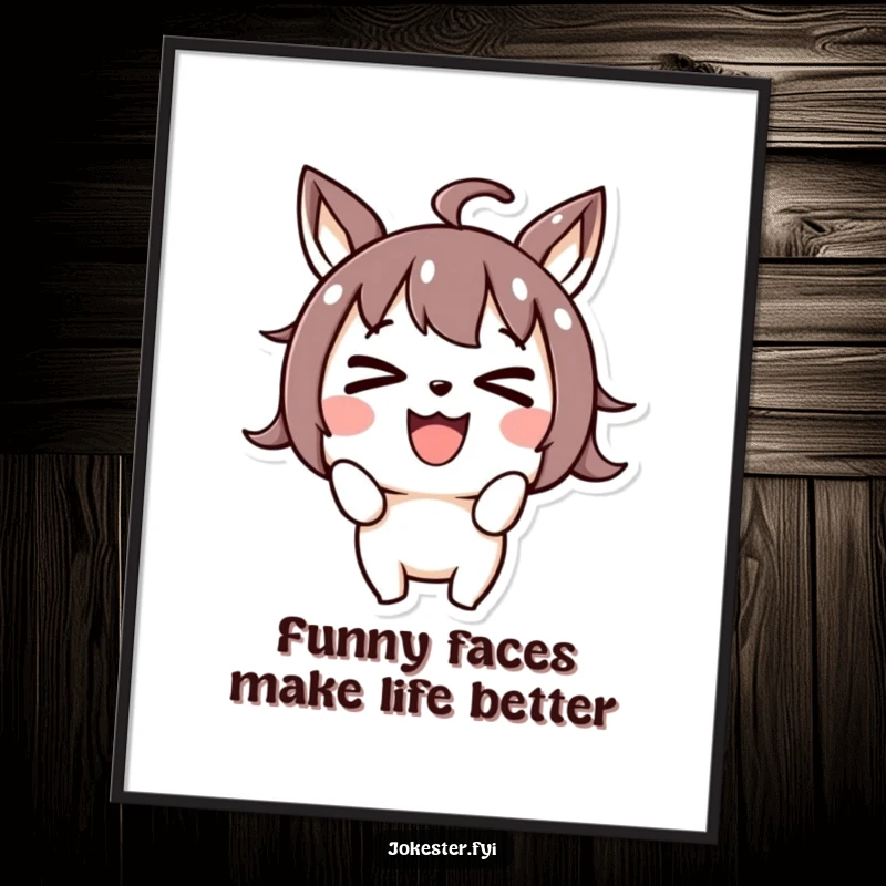 Funny Free Printable Wall Art: A joyful character making an exaggerated, cross-eyed face, creating a humorous and eye-catching piece of downloadable art.