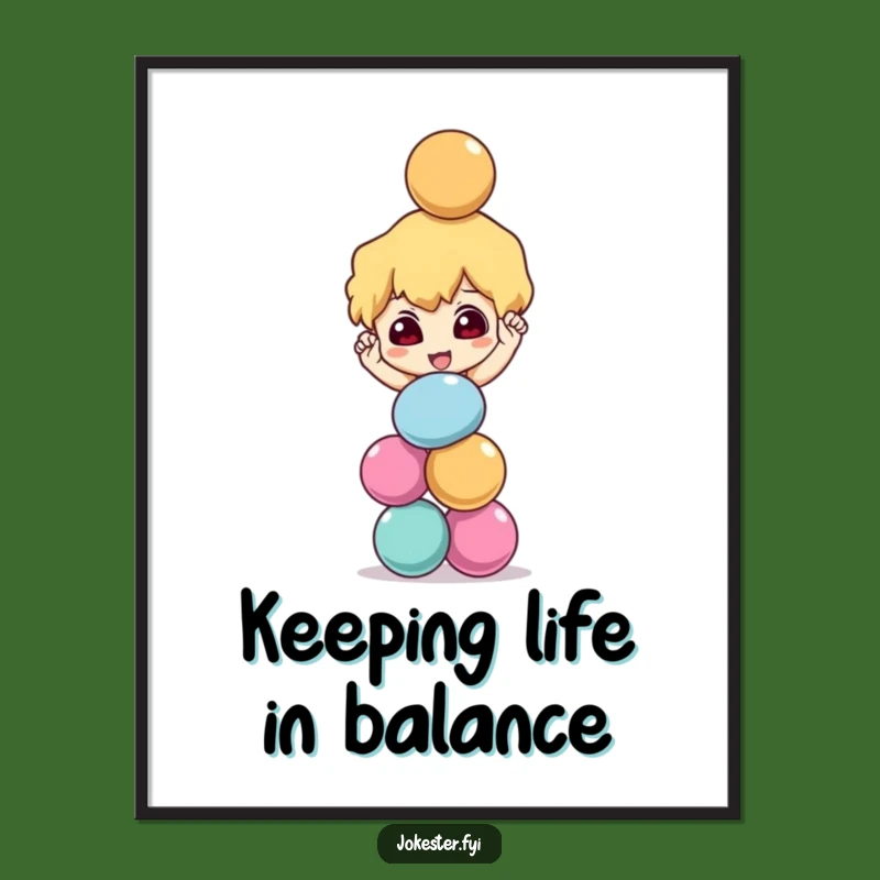 Free Printable Wall Art: Mischievous Character Balancing Balls - Funny Downloadable Decor