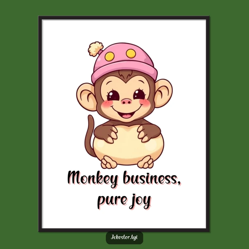 Funny Free Printable Wall Art: Monkey with Whoopee Cushion Silly Animal Downloadable Art for Decor