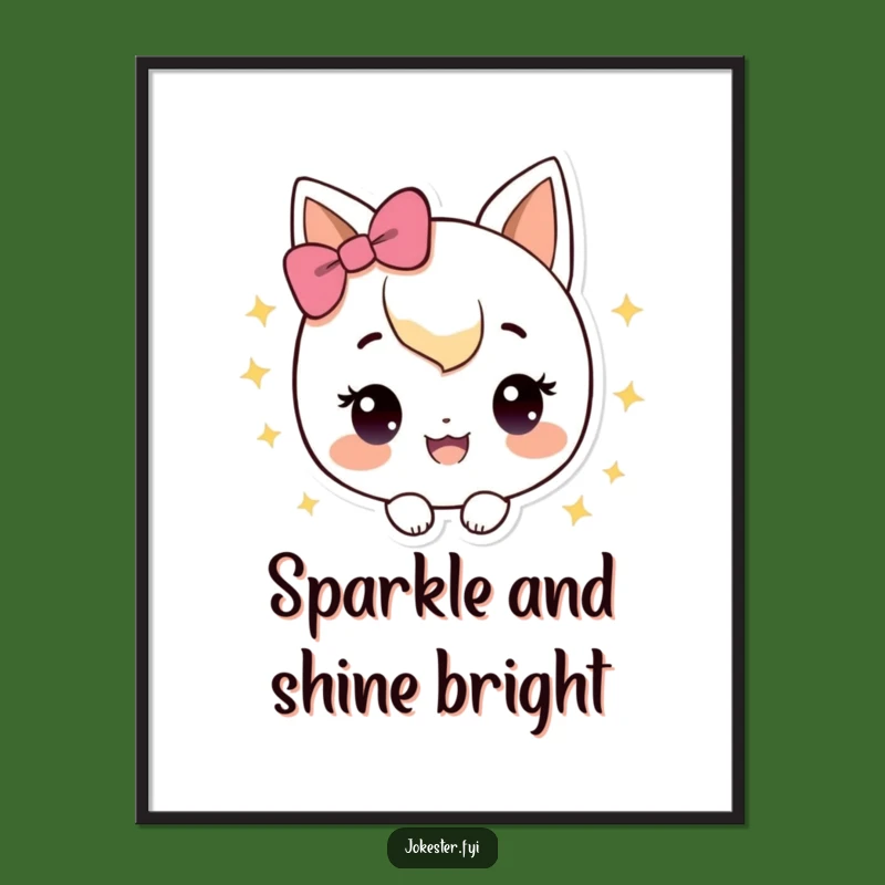 Funny Free Printable Wall Art: Sparkly Happy Character - Downloadable Decor