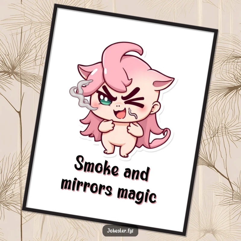 Funny Free Printable Wall Art showcasing a mischievous character winking, exhaling smoke, adding a playful and mysterious vibe.