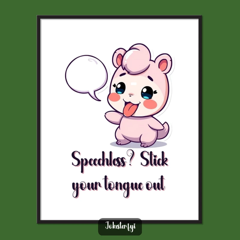 Free Printable Tongue Out Speech Bubble Wall Art - Cheeky Downloadable Decor