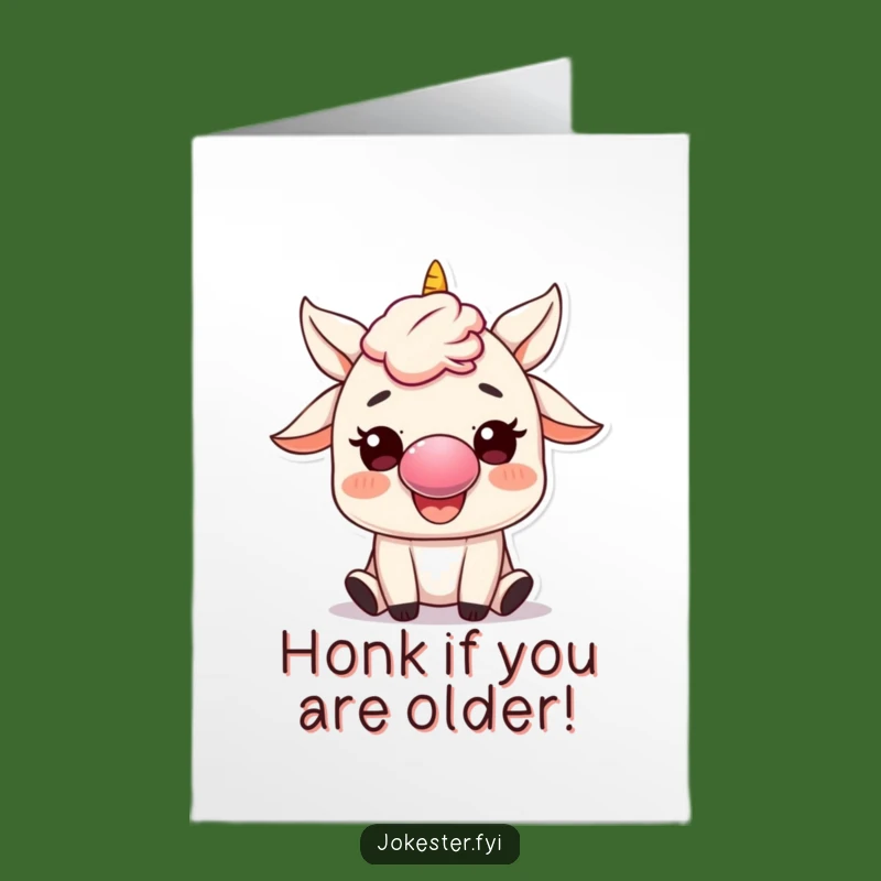 Free Printable Birthday Card: Clown Nose Character Honking Horn Funny Downloadable Gift