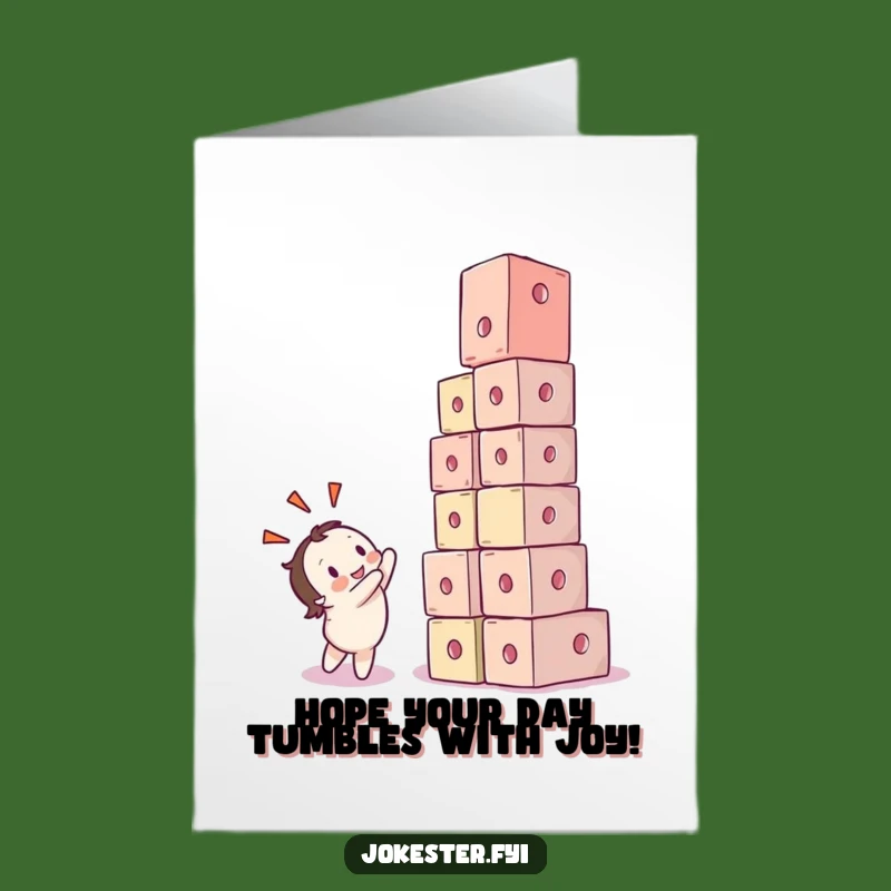 Free Printable Birthday Card: Cube Collapse Character Funny Downloadable Gift