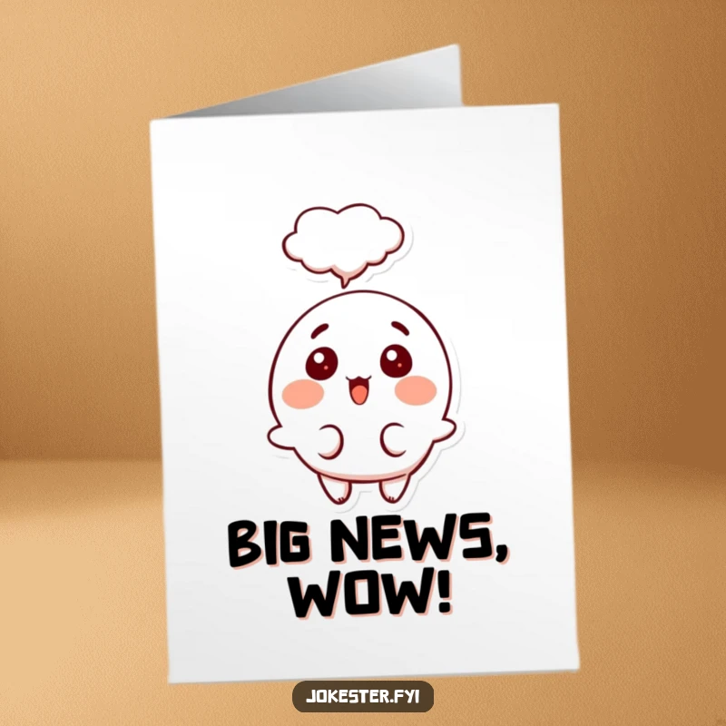 Funny Free Printable Congratulations Card: A character shows surprise with a thought bubble, reacting to amazing news with wide eyes.