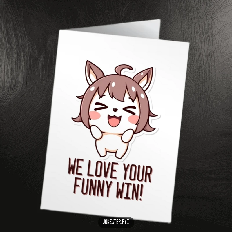 Funny Free Printable Congratulations Card: A joyful character making a comical, cross-eyed face to express enthusiastic congratulations. Downloadable fun.