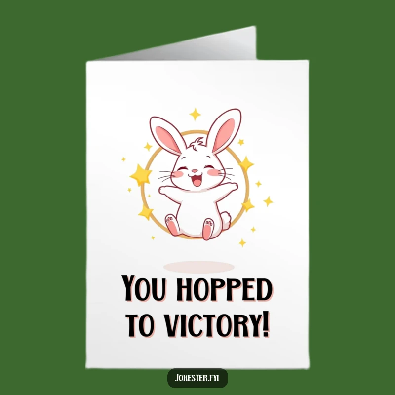 Free Printable Congrats Card: Rabbit Star Hoop Funny Downloadable for Stellar Achievements