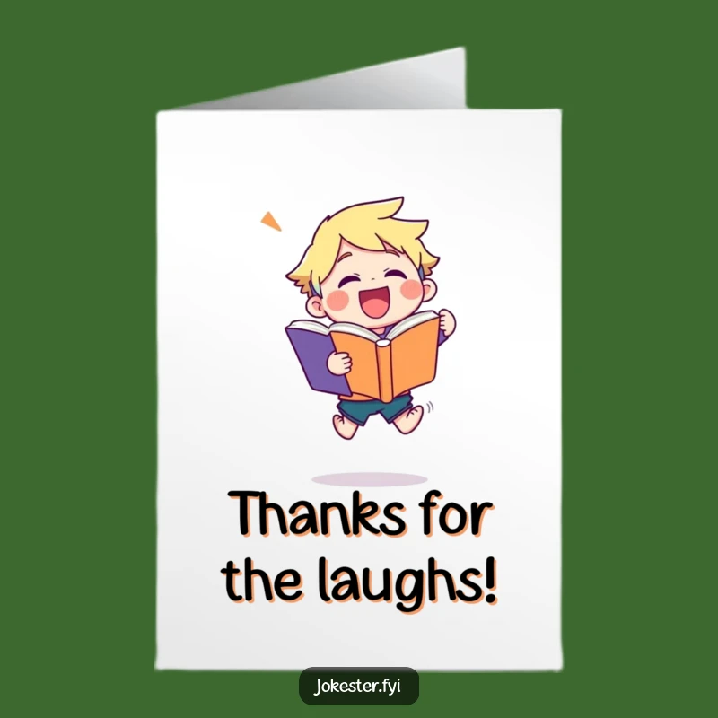 Free Printable Thank You Card: Character's Joyful Leap of Gratitude!
