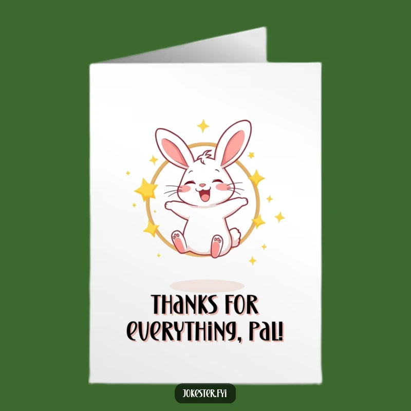Free Printable Thank You Card: Rabbit Star Hoop Funny Downloadable for a Magical Thanks