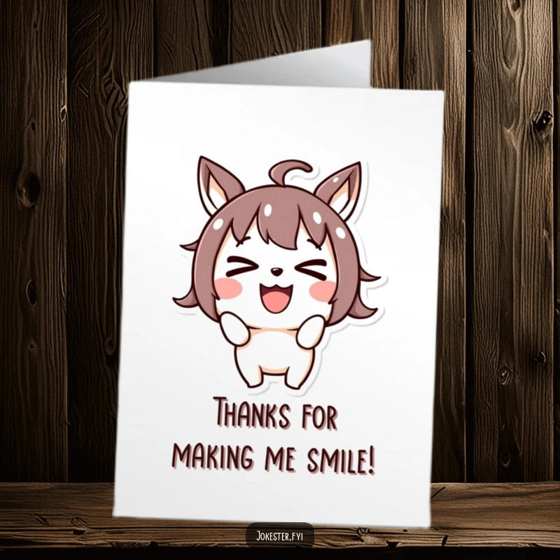 Funny Free Printable Thank You Card: A joyful character sporting a hilarious cross-eyed expression, conveying sincere and funny thanks. Downloadable charm.