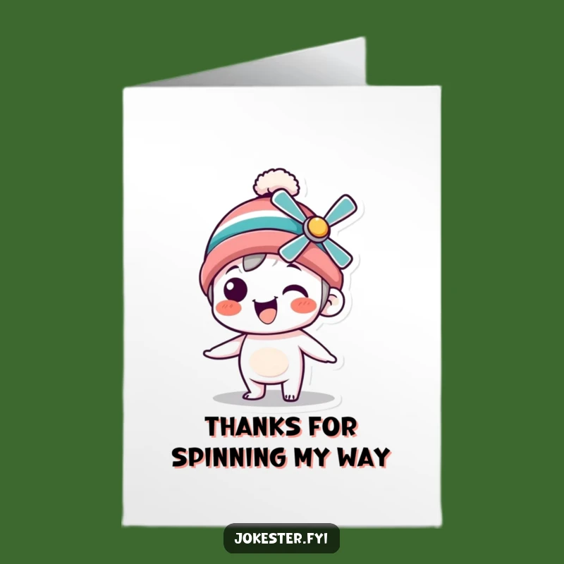 Free Printable Thank You Card: Silly Beanie Character Spinning Gratitude Downloadable