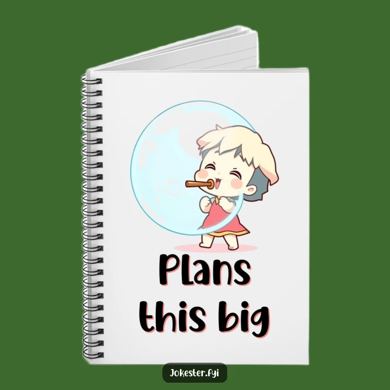 Funny Giant Bubble Blower Notebook - Excited Character Journal Gift