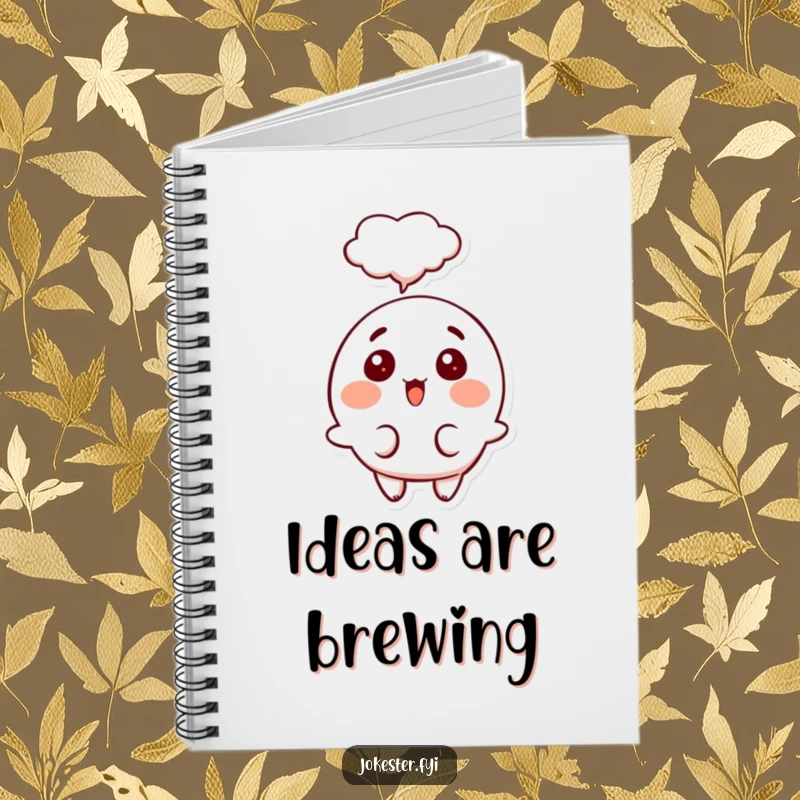 Funny surprised thought notebook, a happy character with a surprised expression and a thought bubble, ideal for capturing sudden ideas.