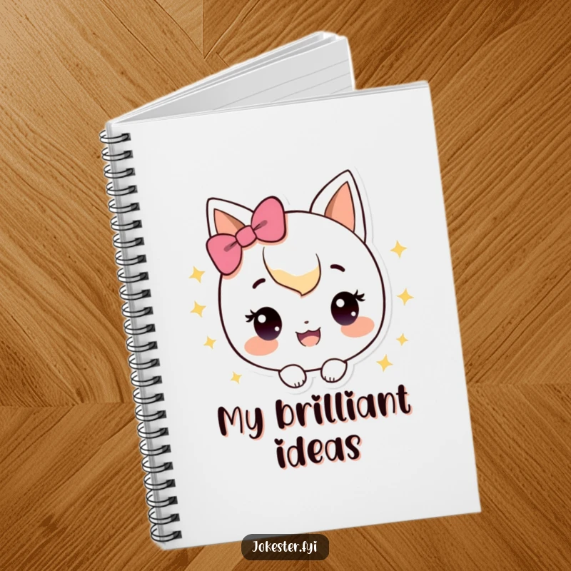 Funny Notebook featuring a happy character with sparkles, ideal for jotting down happy and radiant thoughts.