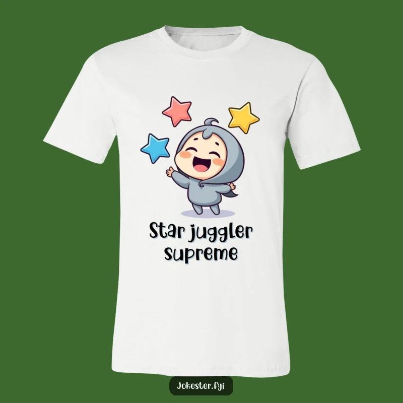 Funny Juggling Stars T-Shirt: Giggling Character Joy, Hilarious Gift for Dreamers!