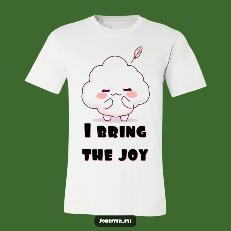 Funny Kawaii Cloud Tickle T-Shirt: Mischievous Character's Smile-Inducing Feather Play - Great Gift