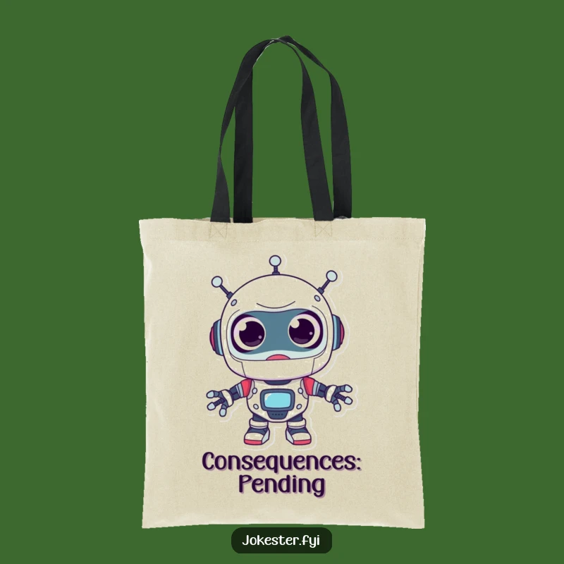 Funny Robot Tote Bag - Googly Eyed Surprise Carry-All Funny Gift